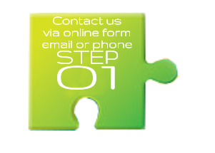 Contact us  via online form email or phone STEP  01